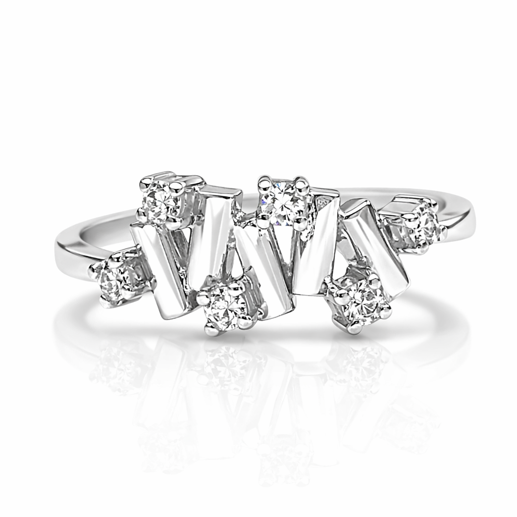White Gold Zigzag Design Diamond Ring 14k TDW:0.12ct