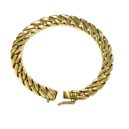 18K Yellow Gold Flat Curb Bracelet 18.13gr 7 1/2"