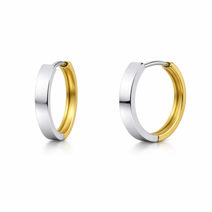 Two Tone Gold Hoop Earrings 10k