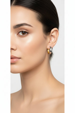 Two Tone Gold Hoop Earrings 10k