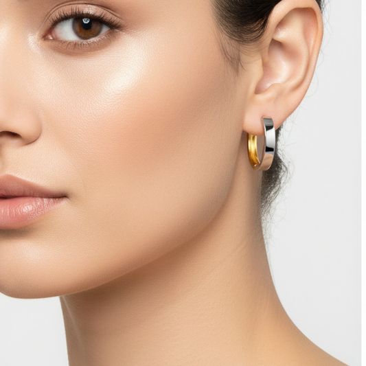 10K Two Tone Gold Hoop Earrings