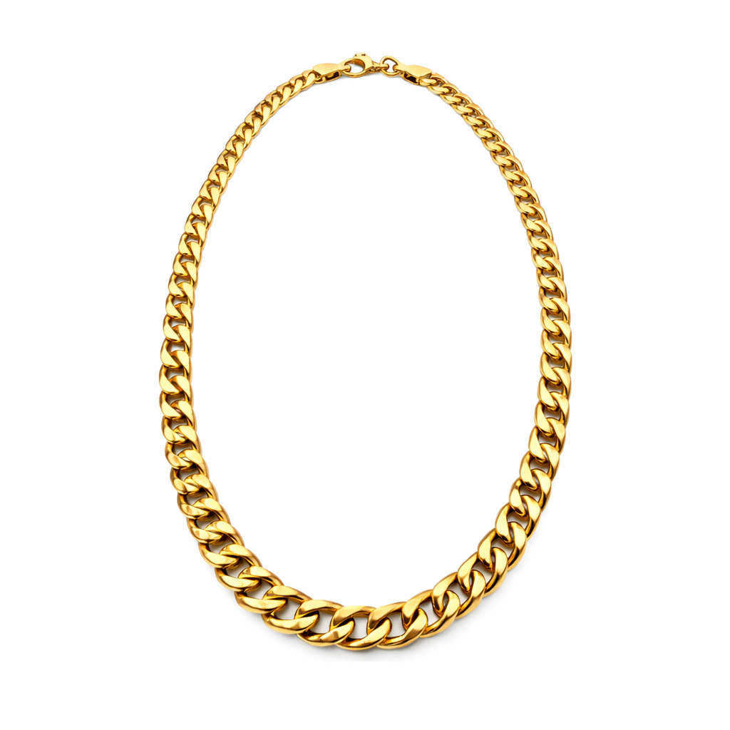 Yellow Gold Hollow Cuban Link Chain 18k, 21gr
