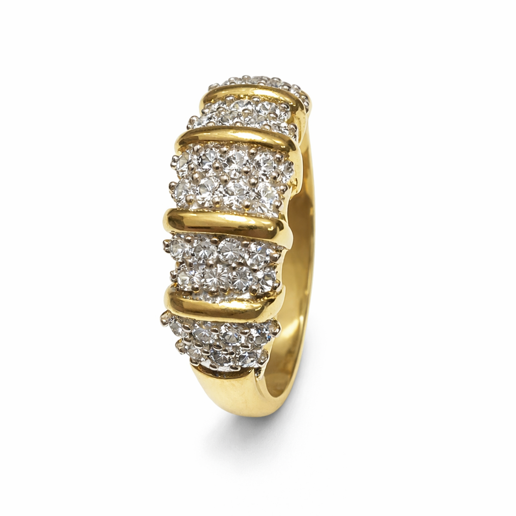 14K Yellow Gold Five – Row Diamond Cluster Band TDW: 0.38ct SI 2. HI