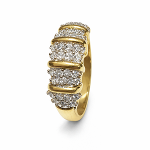 14K Yellow Gold Five – Row Diamond Cluster Band TDW: 0.38ct SI 2. HI