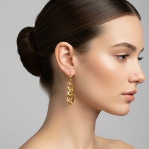 Yellow Gold Cuban Link Dangle Earrings, 18k, 5.16gr