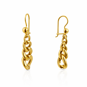 Yellow Gold Cuban Link Dangle Earrings, 18k, 5.16gr