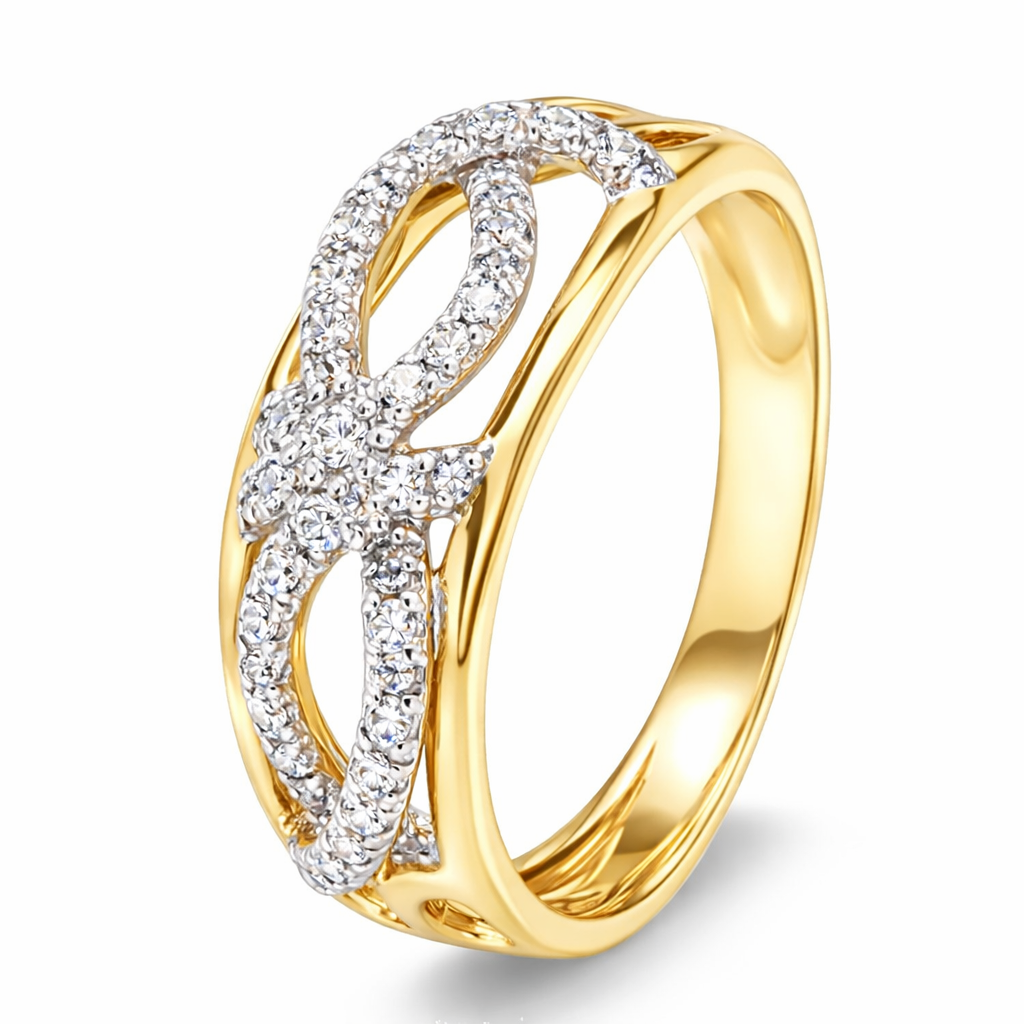 18K Two – Tone Gold Diamond Infinity Ring TDW: 0.15ct SI GH