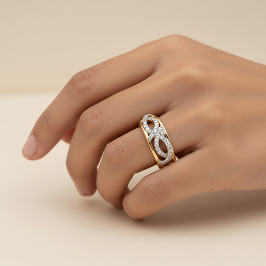 18K Two-Tone Gold Diamond Infinity Ring