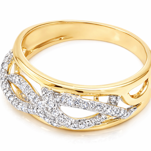 18K Two – Tone Gold Diamond Infinity Ring TDW: 0.15ct SI GH