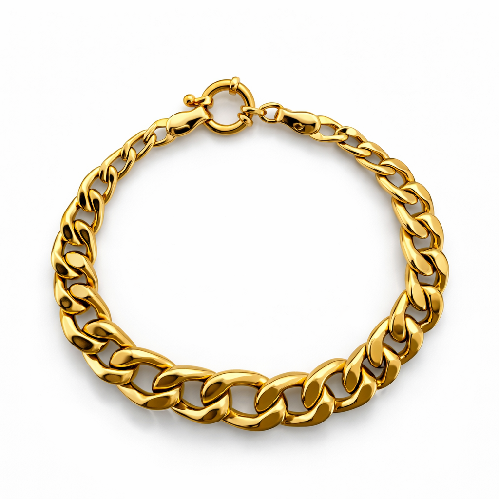 Yellow Gold Cuban Link Bracelet, 18k, 12.18gr, 7.5Inch