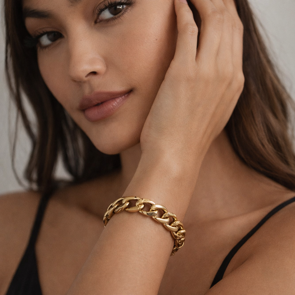 Yellow Gold Cuban Link Bracelet, 18k, 12.18gr, 7.5Inch