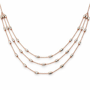 Rose gold and White Gold triple-layer Necklace, 10k