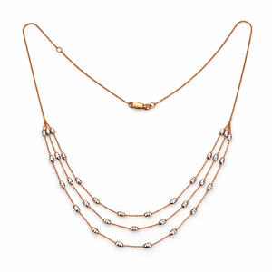 Rose gold and White Gold triple-layer Necklace, 10k
