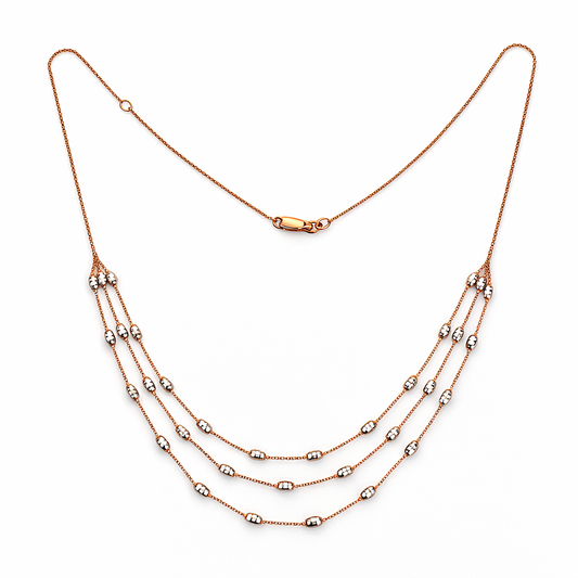 Rose gold and White Gold triple-layer Necklace, 10k