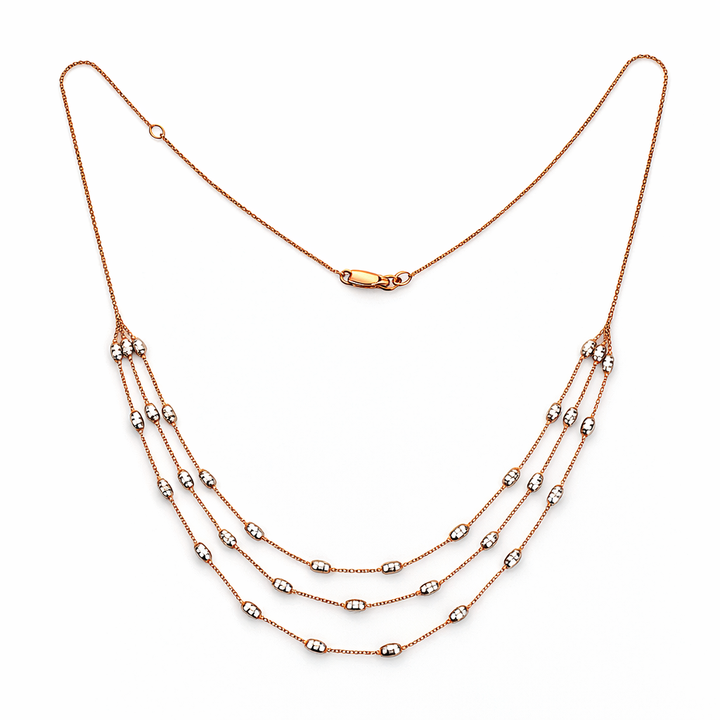 10K Rose Gold and White Gold triple – layer Necklace