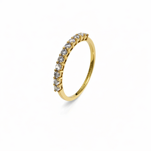 18K Yellow Gold Diamond Surface Prong Set Slim Wedding Band