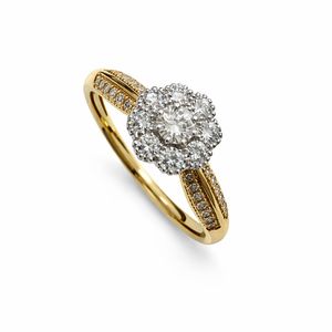 10K Two – tone Yellow and White Gold Halo Setting Ring