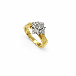 Yellow Gold Vintage Ring with 13 Natural Round Diamonds TDW: 0.33ct GH SI 14k -18k