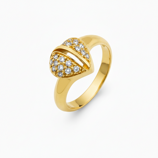 14K Yellow Gold Heart Shaped Diamond Ring