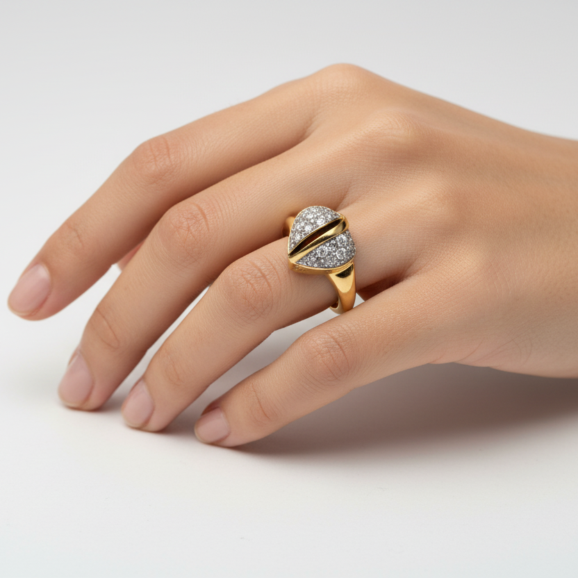 14K Yellow Gold Heart Shaped Diamond Ring