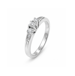 14K White Gold Channel-Set Trilogy Ring