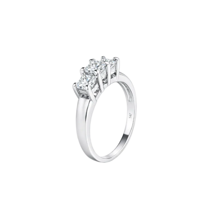 14K White Gold Triple Princess Cut Diamond Ring