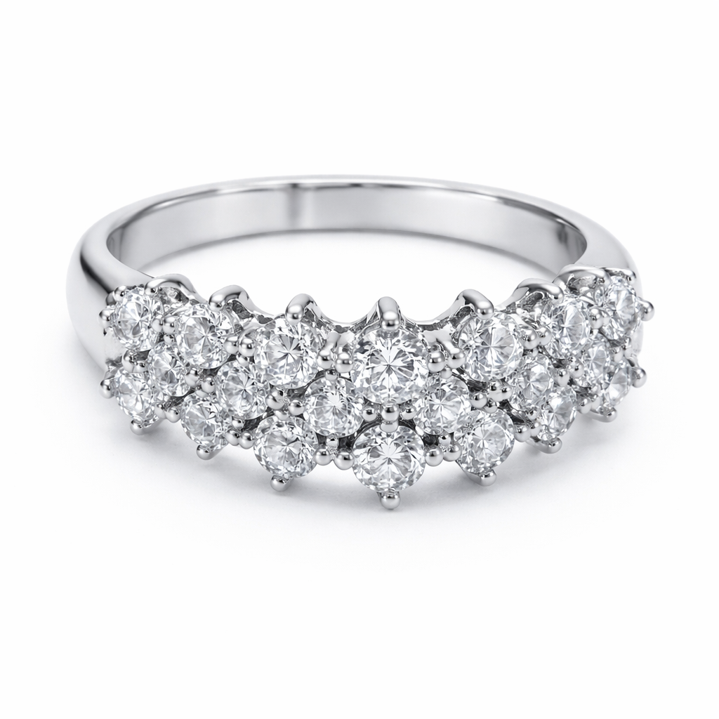 White Gold Cocktail White Gold Diamond Cluster Band Ring 14k, TDW: 0.4ct SI GH