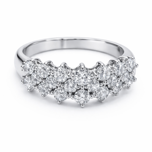 White Gold Cocktail White Gold Diamond Cluster Band Ring 14k, TDW: 0.4ct SI GH