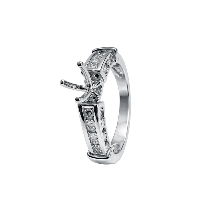 14K White Gold Engagement Ring Semi – Mount 4 Prong Ring Setting 0.33ct VS GH