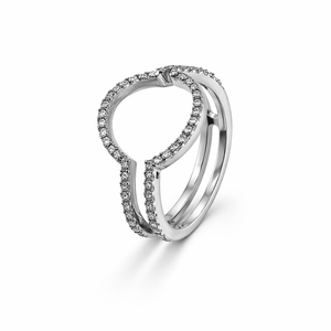 White Gold Cubic Zirconia Halo Ring with Diamond Enhancer 18k, TDW: 1.1ct