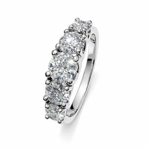 White Gold White Gold Five – Stone Diamond Band Ring GIA Certified 19k TDW: 1.47ct