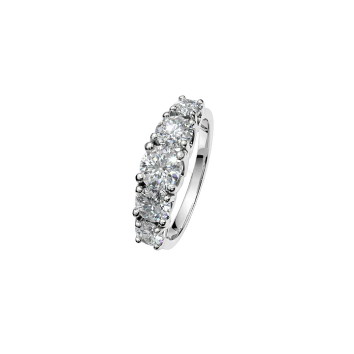 19K White Gold 5 Diamond Anniversary Ring