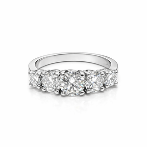 White Gold White Gold Five – Stone Diamond Band Ring GIA Certified 19k TDW: 1.47ct