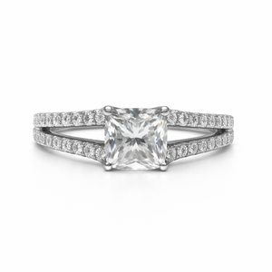 Platinum White Gold Princess Cut Diamond Engagement Ring 950pt TDW: 0.98ct