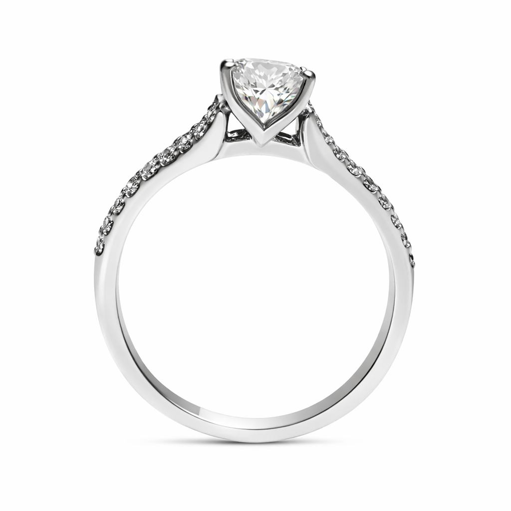 Platinum White Gold Princess Cut Diamond Engagement Ring 950pt TDW: 0.98ct