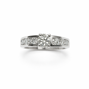 White Gold  Engagement Diamond Ring setting with 15Round Diamonds, 14k, TDW: 1.32ct