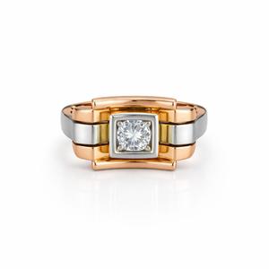 18K Vintage Two – tone Gold Art Deco CZ Ring