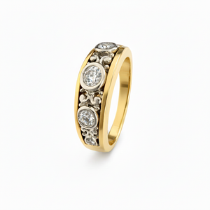 14K Yellow Gold Vintage Victorian 5 Diamond Band Ring