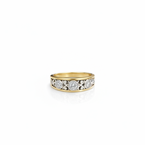 14K Yellow Gold Vintage Victorian 5 Diamond Band Ring