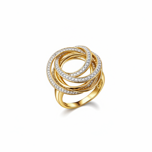 14K Yellow Gold Diamond Swirl Pavé Ring