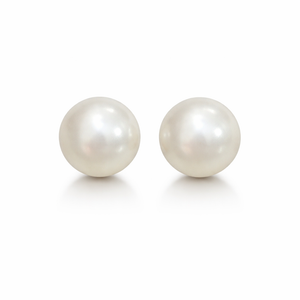 14K Yellow Gold Pearl Stud Earrings with Screw Backs 9mm