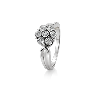 Sterling Silver Cubic Zirconia Floral Cluster Ring