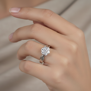 Sterling Silver Cubic Zirconia Floral Cluster Ring
