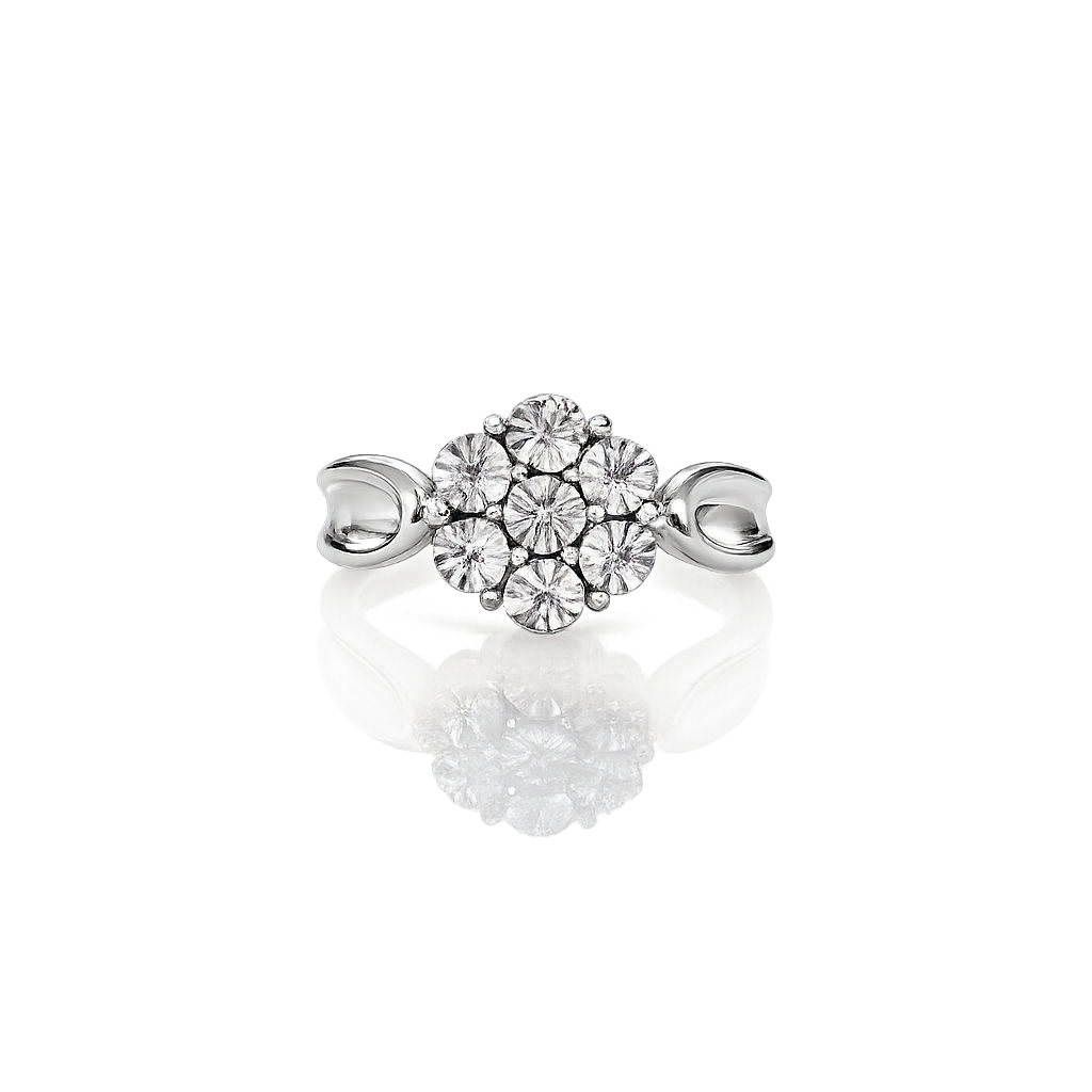 Sterling Silver Cubic Zirconia Floral Cluster Ring