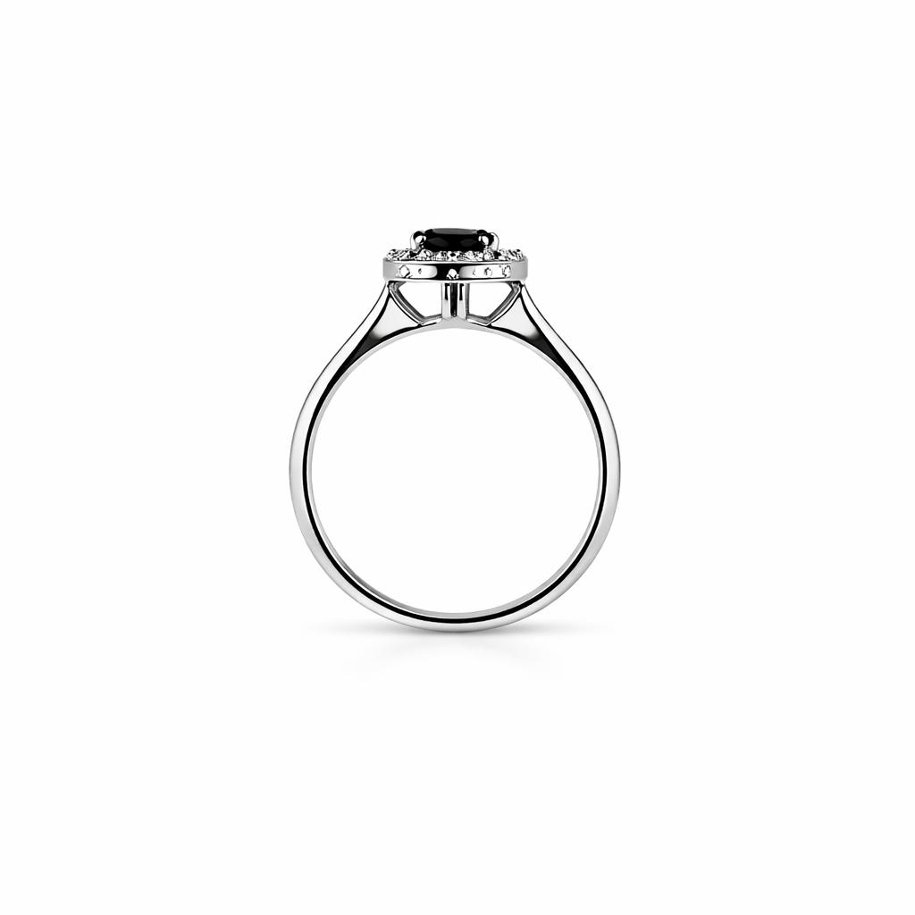 Sterling Silver with Round Cut Blue Cubic Zirconia Ring