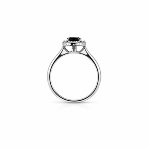 Sterling Silver with Round Cut Blue Cubic Zirconia Ring