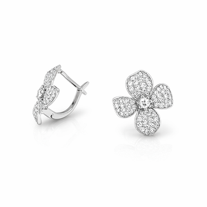Sterling Silver Cubic Zirconia Large Flower Earrings