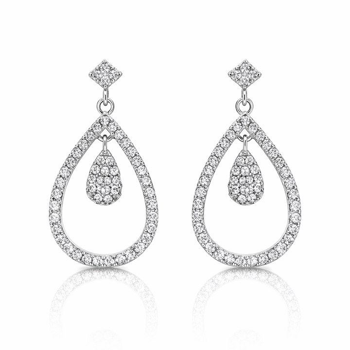 Sterling Silver Cubic Zirconia Tear Drop Earrings