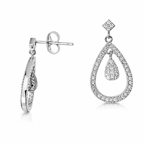 925 Sterling Silver Cubic Zirconia Tear Drop Earrings