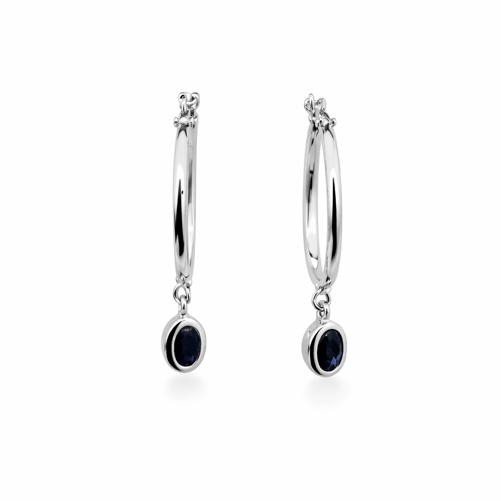925 Sterling Silver Blue CZ Dangle Earrings
